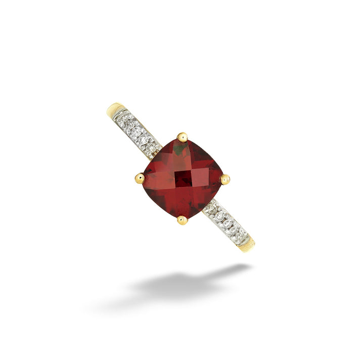 Cushion-Cut Garnet and Diamond Ring 