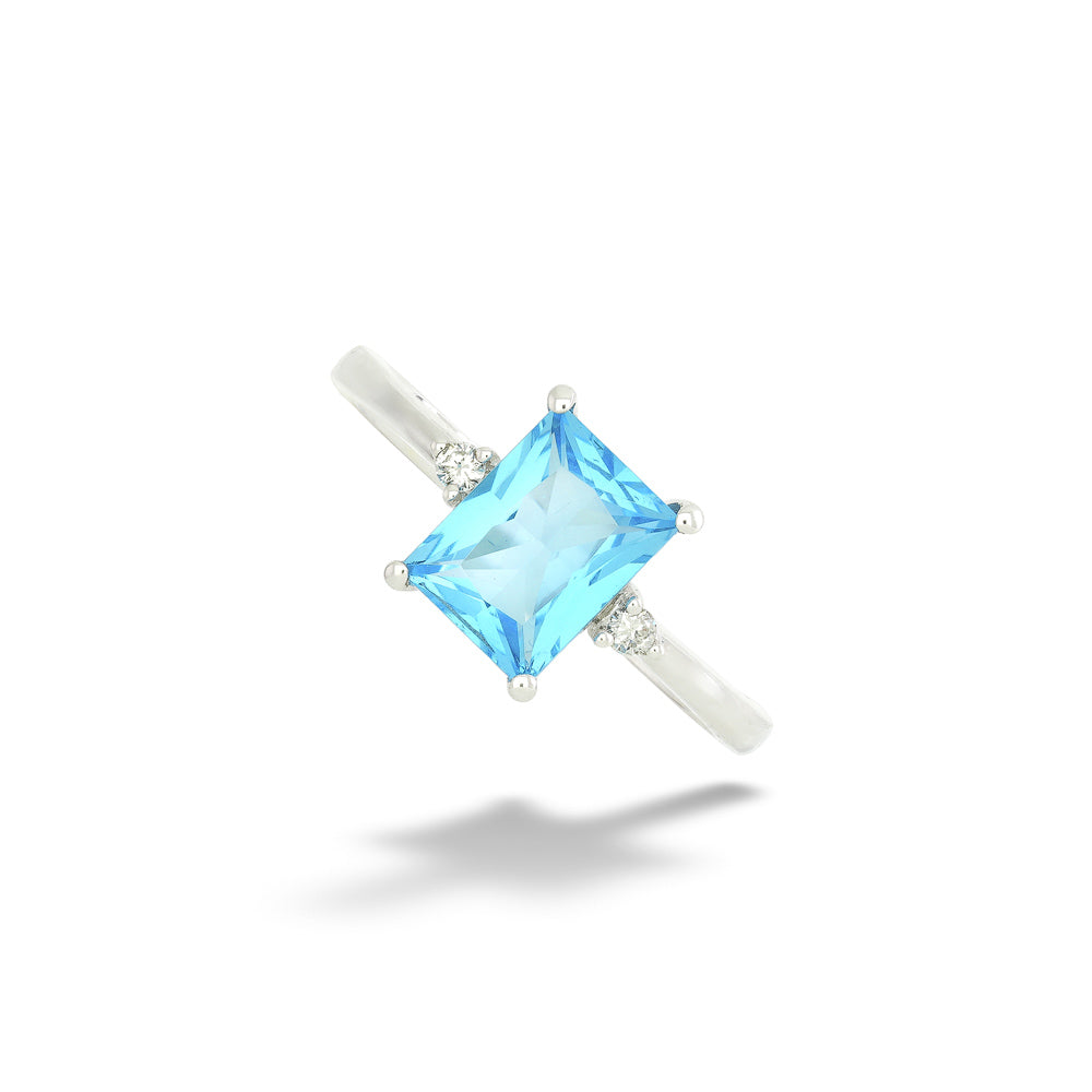 Blue Topaz and Diamond Ring