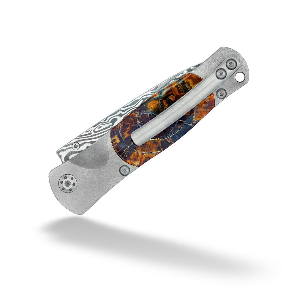 The Damascus Steel and Mammoth Tusk Knife by Santa Fe Stoneworks
