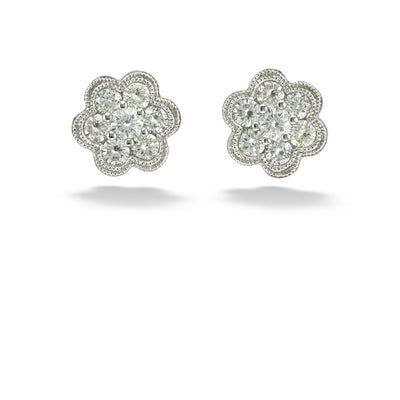 Diamond Flower Post Earrings