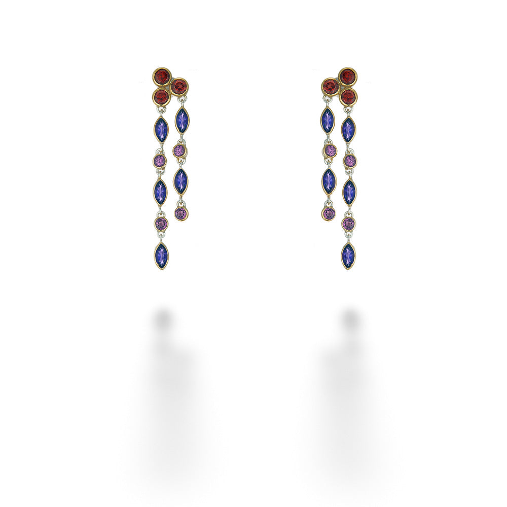 Amethyst & Garnet Waterfall Earrings by Michou