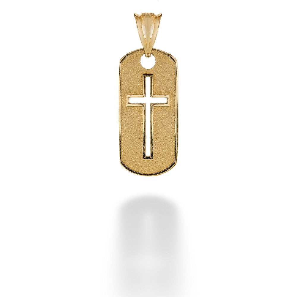 14K Yellow Gold Cross Cut-Out Pendant