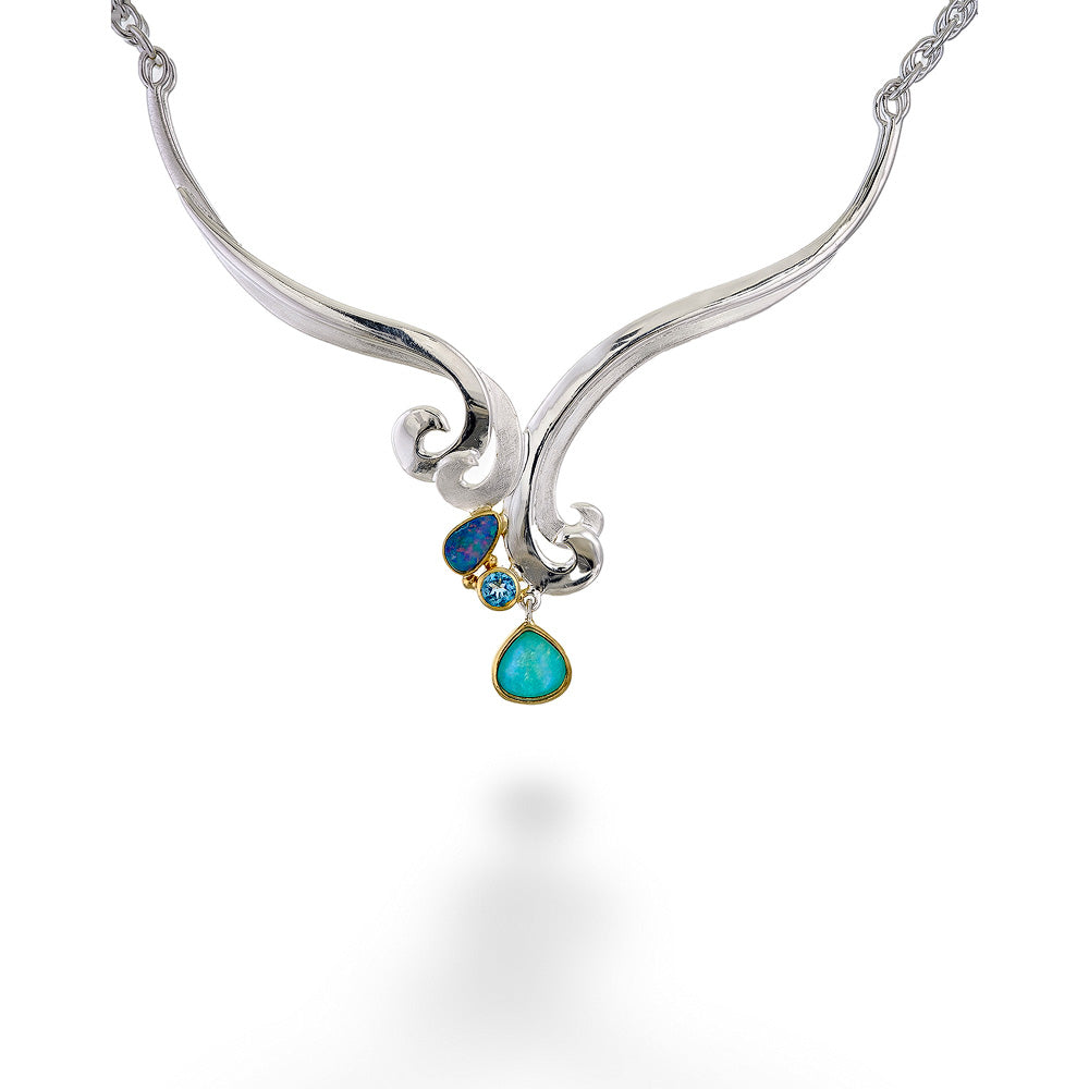 Amazonite, Blue Topaz & Opal Necklace by Michou