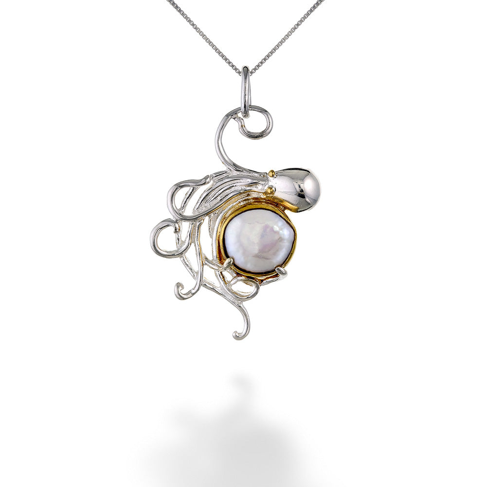 Freshwater Pearl Octopus Pendant & Chain by Michou