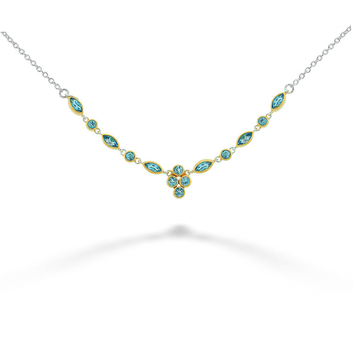 SS & 22kt Gold Vermeil Multi-Shape Blue Topaz Necklace by Michou