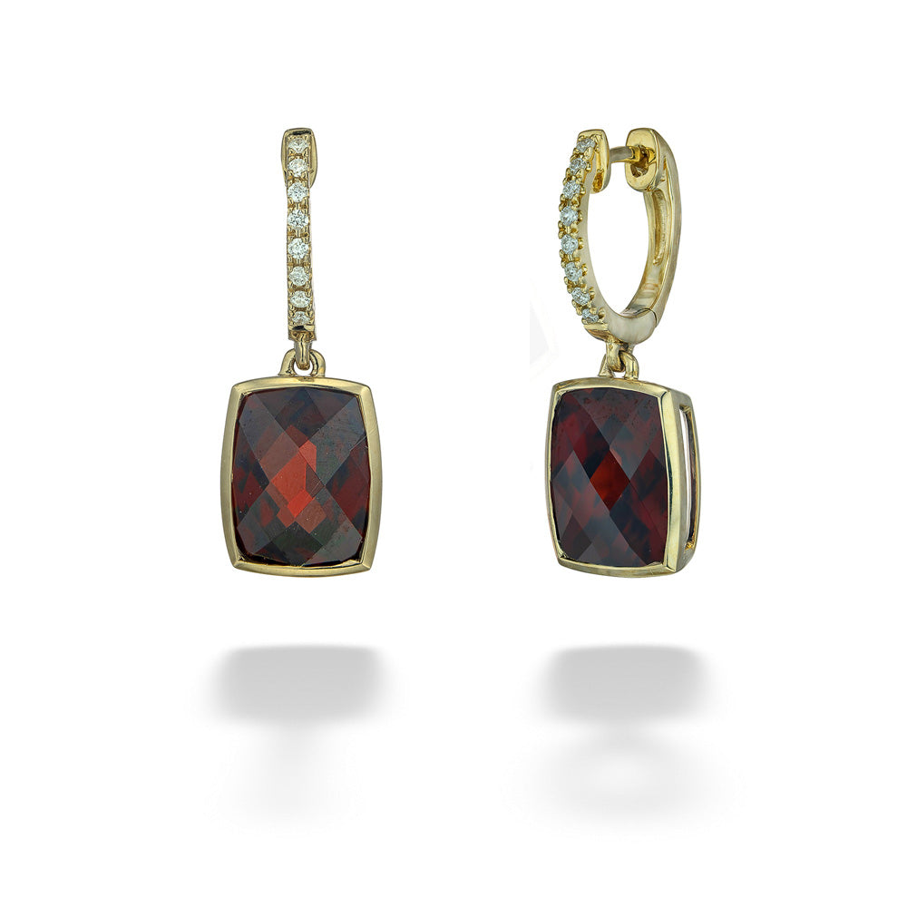 Garnet & Diamond Dangle Earrings