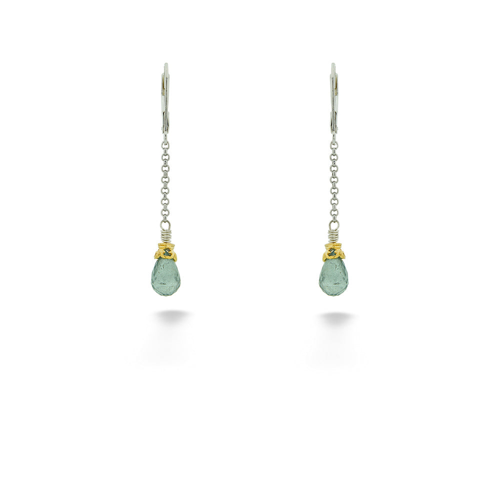 Sterling Silver and 18K Vermeil Moss Aquamarine Earrings by Anatoli