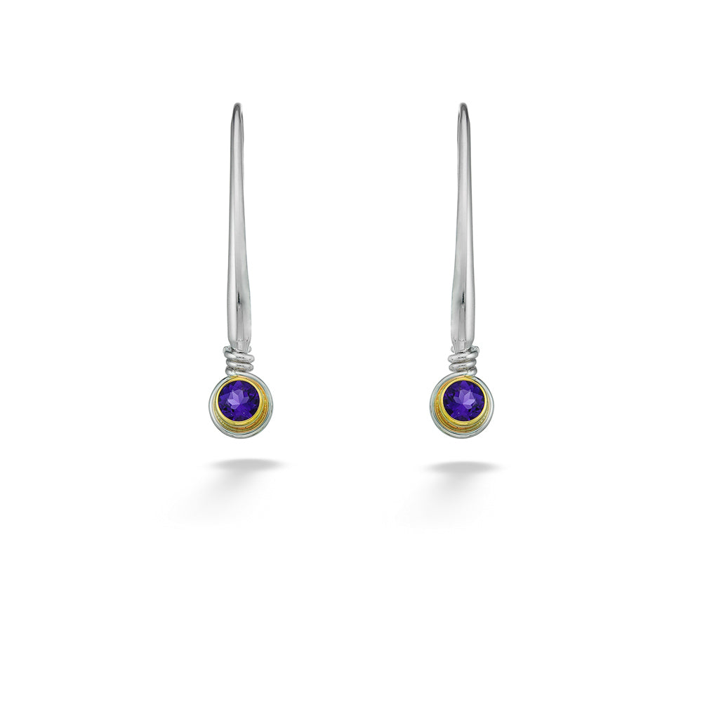 Two-Tone "Jazzy" Amethyst Drop Earrings by E.L. Designs