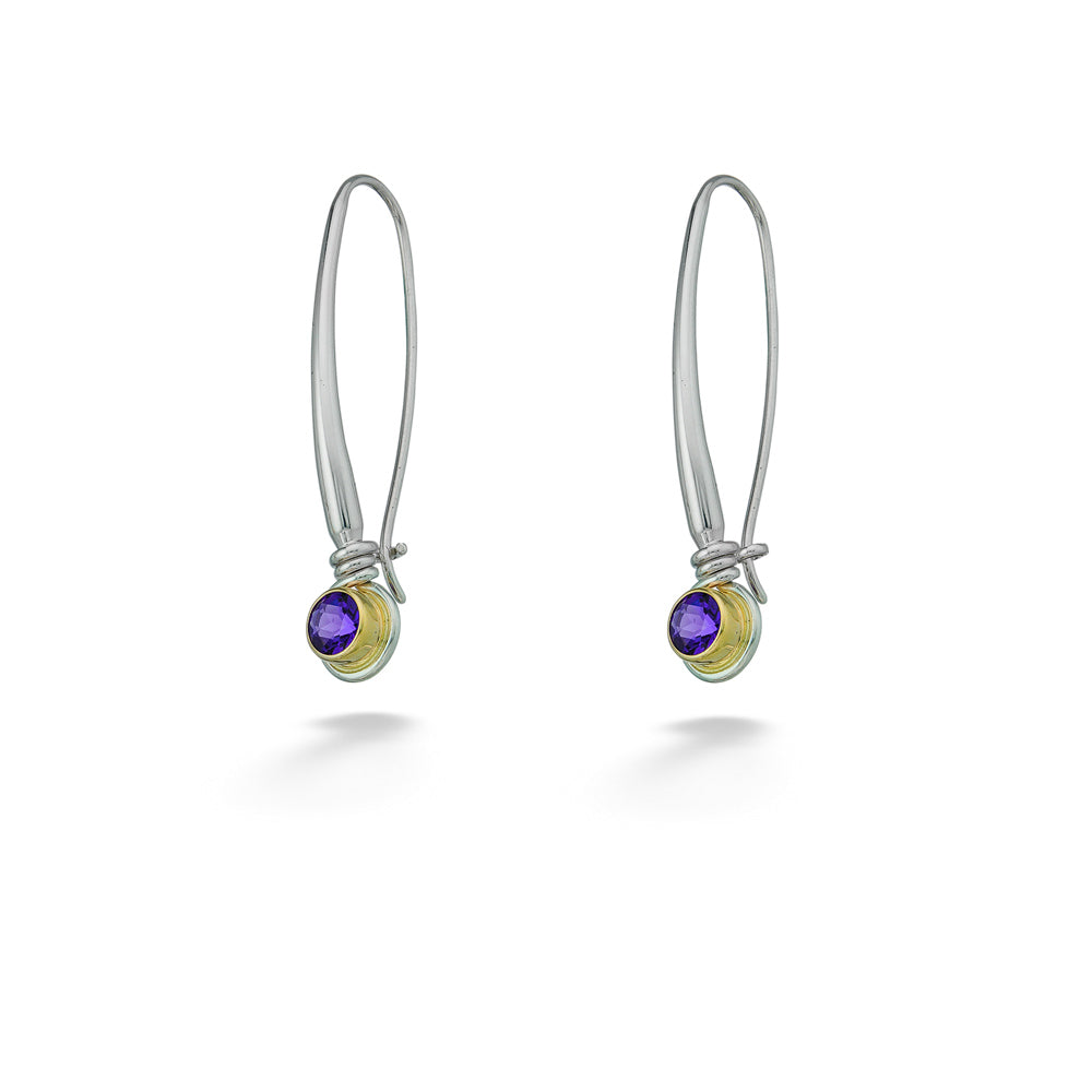 Two-Tone "Jazzy" Amethyst Drop Earrings by E.L. Designs