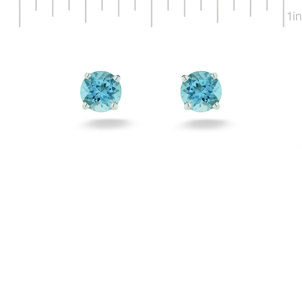14K White Gold 5mm Aquamarine Stud Earrings