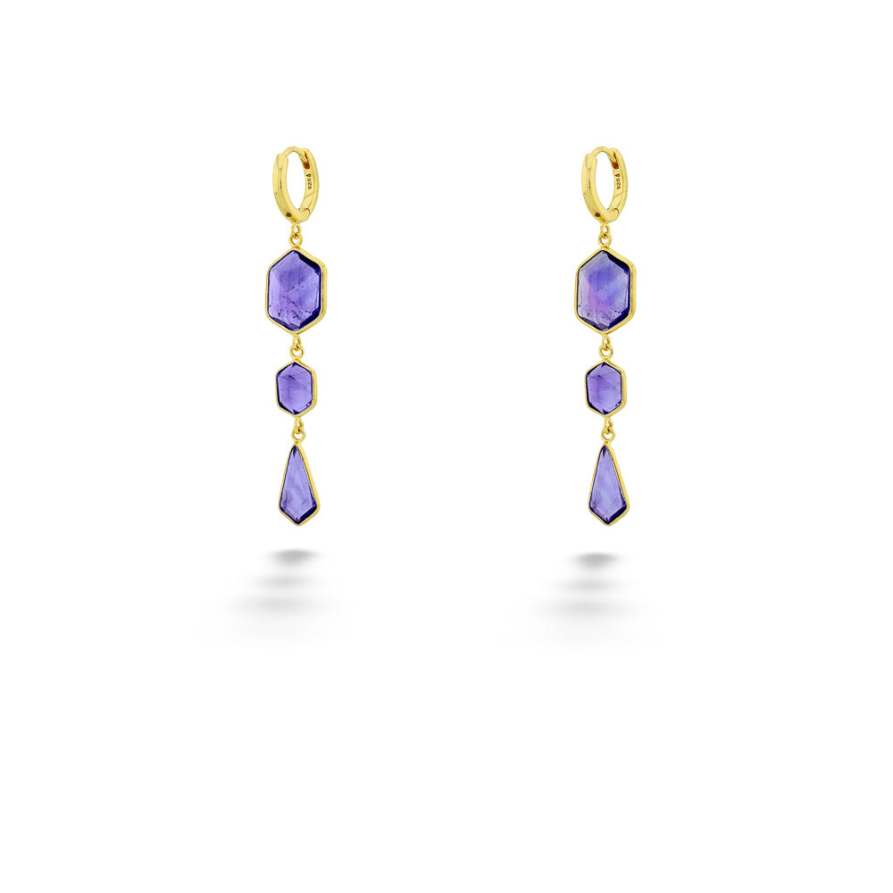 Silver and 18K Vermeil Amethyst Geo Earrings by Jorge Revilla Silver & 18kt Vermeil Amethyst Geo Earrings by Jorge Revilla