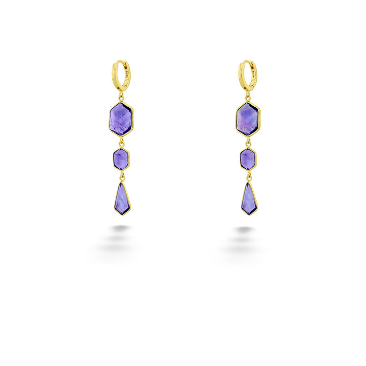 Silver and 18K Vermeil Amethyst Geo Earrings by Jorge Revilla Silver & 18kt Vermeil Amethyst Geo Earrings by Jorge Revilla