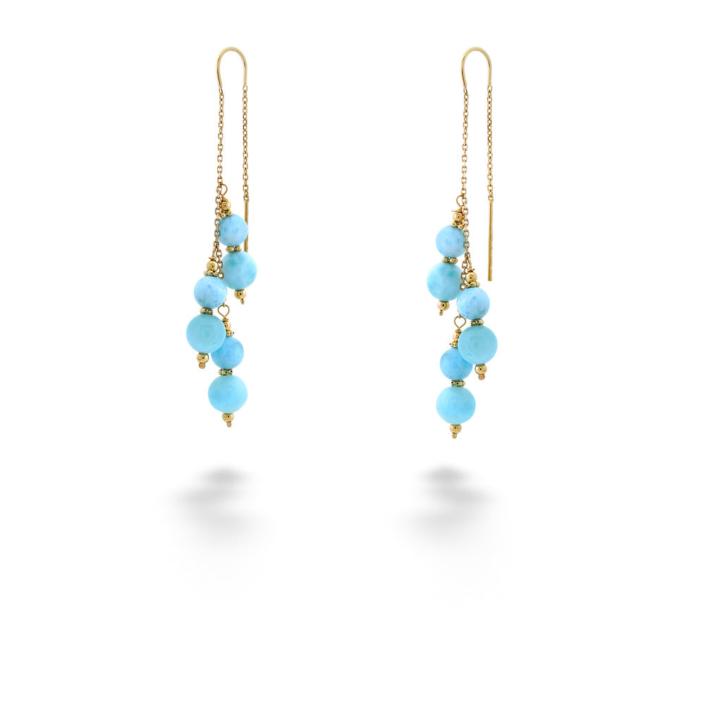 Larimar Threader Earrings by The Village Smithe