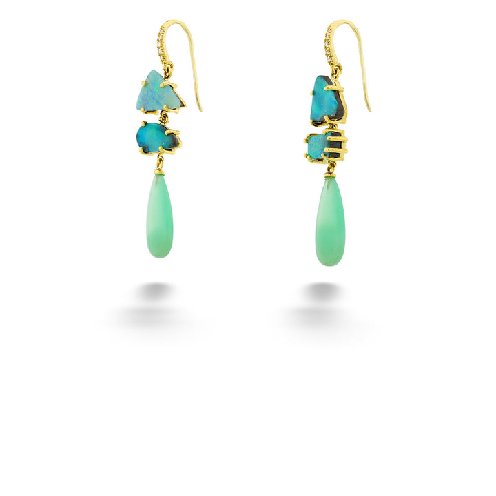 Boulder Opal and Chrysoprase Joyce Earrings by Lauren K
