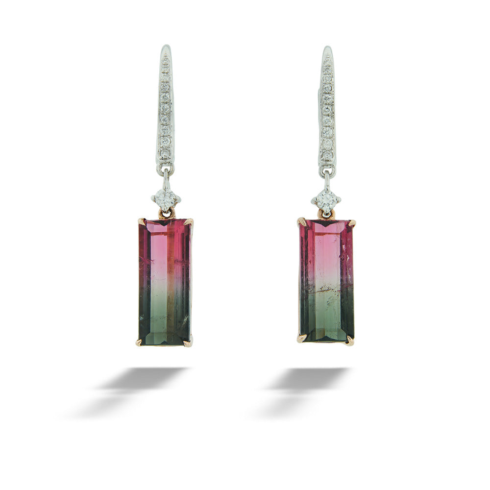 Bi-Color Watermelon Tourmaline Earrings