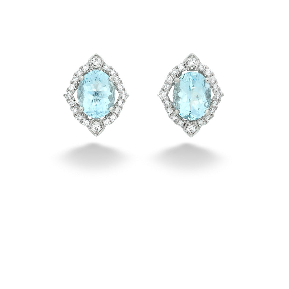 Aquamarine and Diamond Stud Earrings