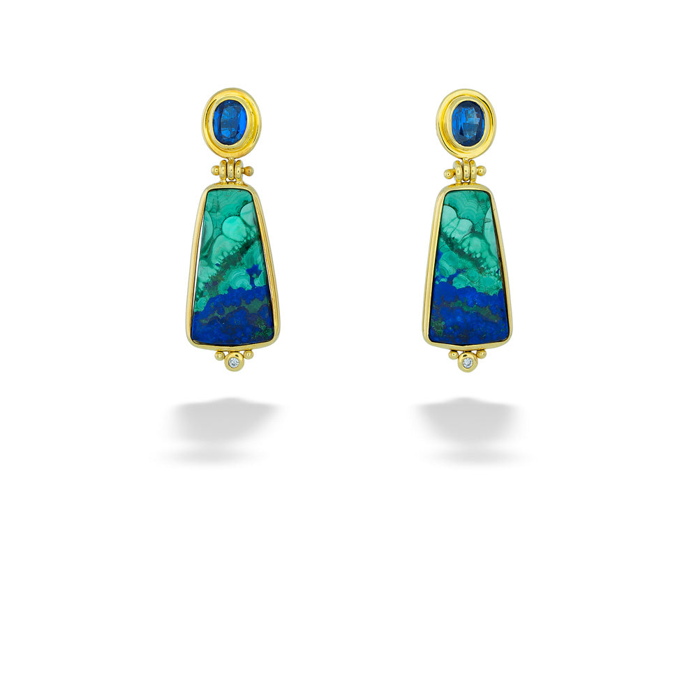 Kyanite and Azurite Earrings by Mazza