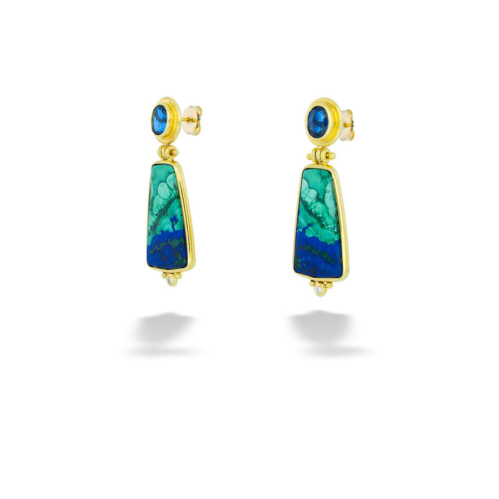 Kyanite and Azurite Earrings by Mazza