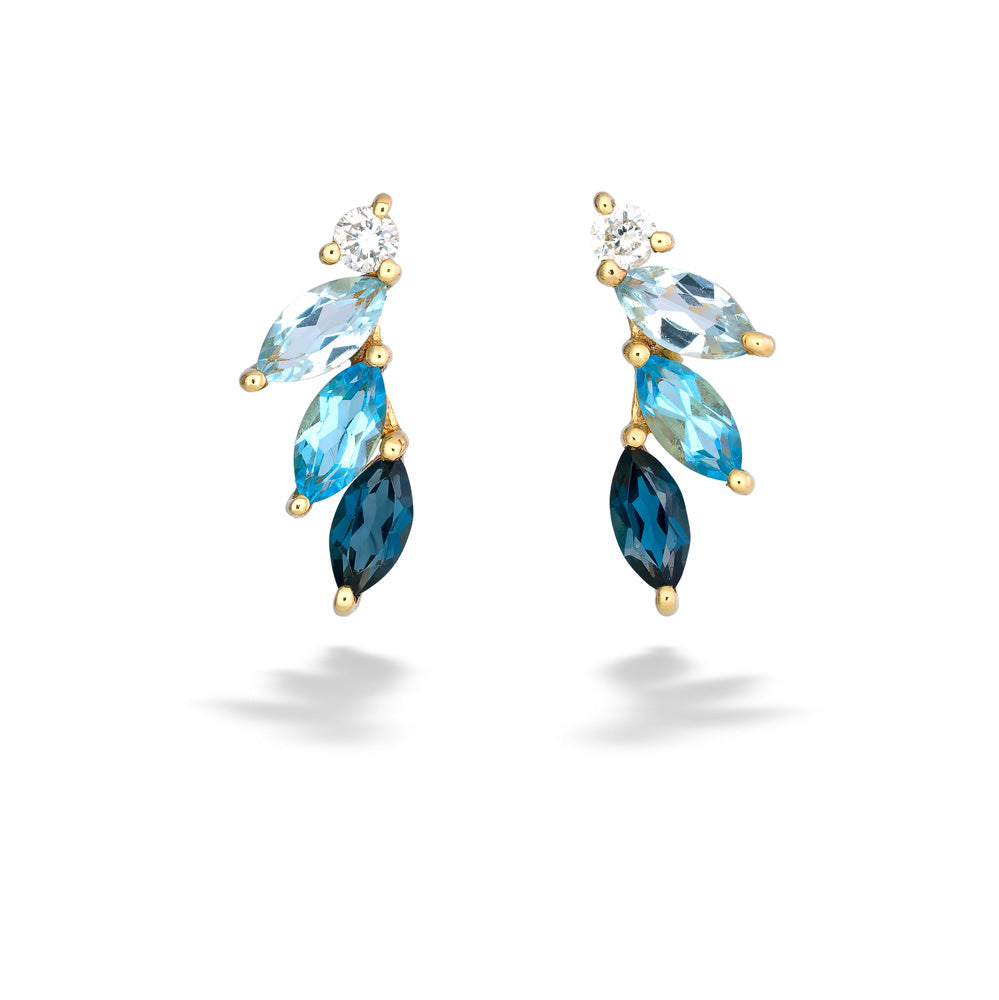 Blue Topaz and Diamond Earrings