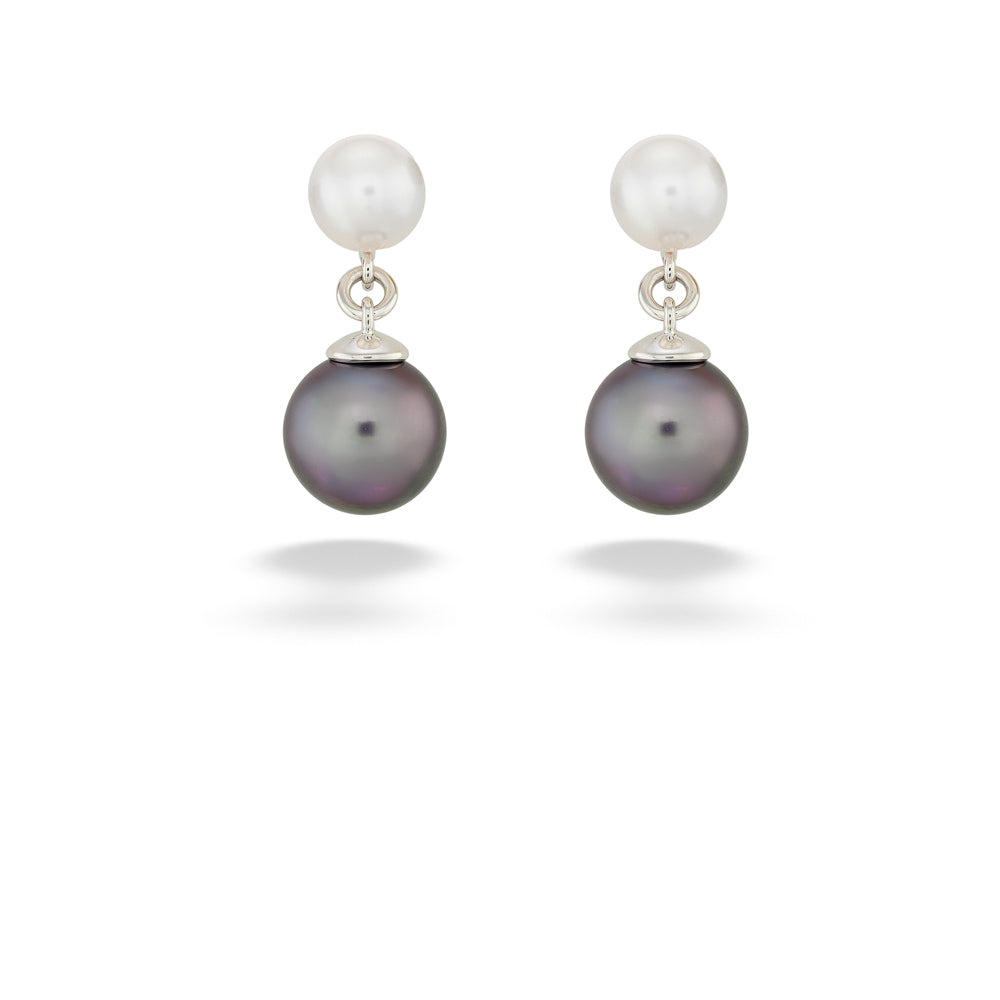 White and Black Pearl Dangle Earrings