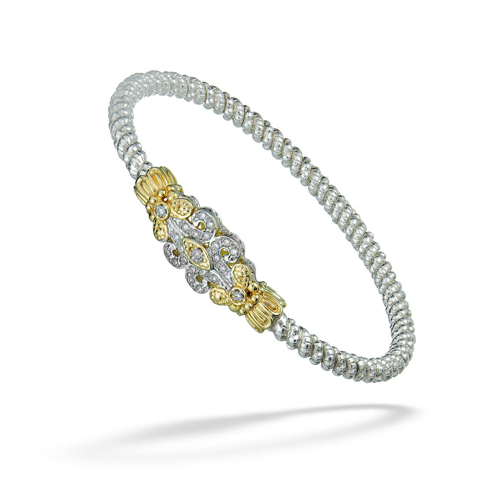 Two-Tone Filigree & Diamond Bangle by Vahan