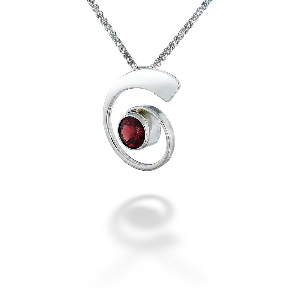 Garnet Nautilus Pendant & Chain by E.L. Designs