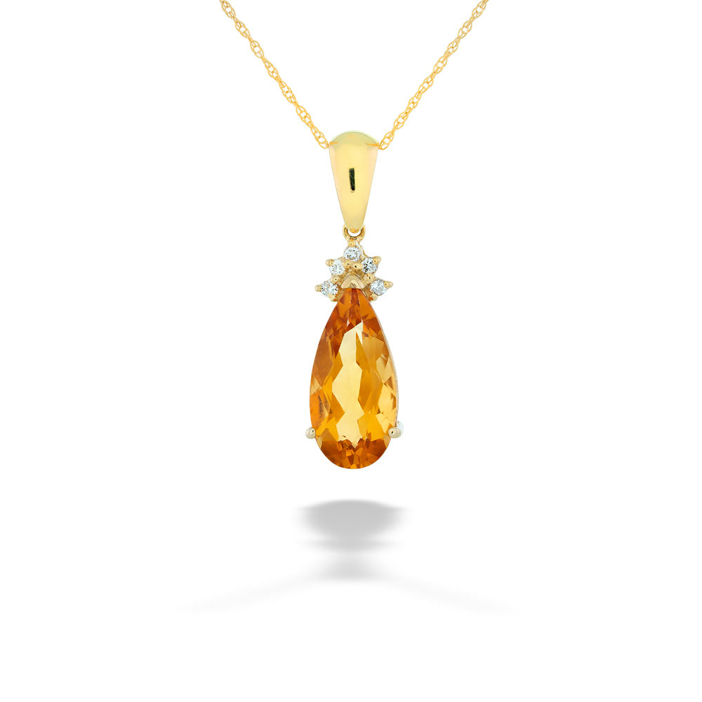 Pear-Shaped Citrine Pendant Necklace