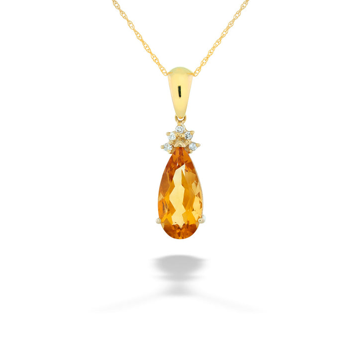 Pear-Shaped Citrine Pendant Necklace