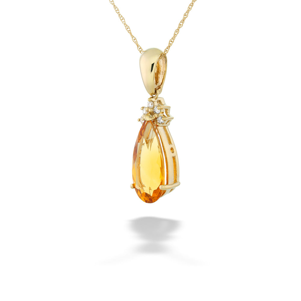 Pear-Shaped Citrine Pendant Necklace