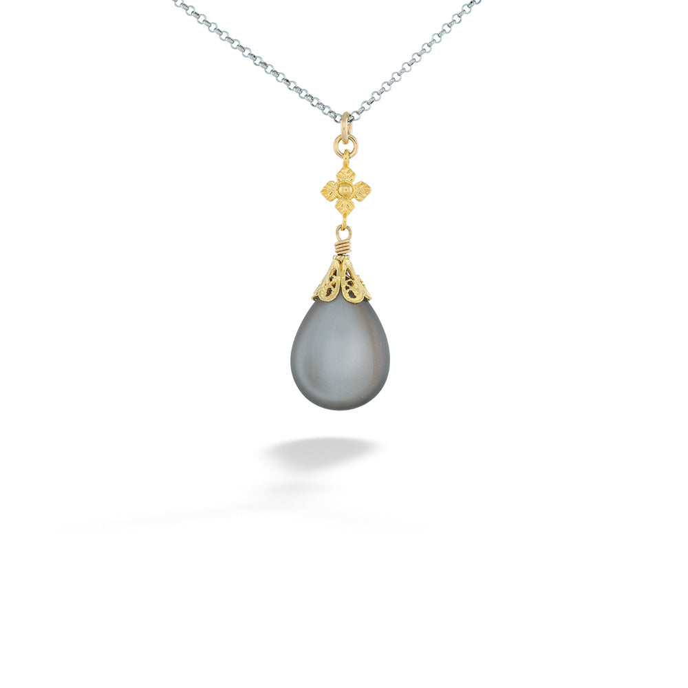 Gray Moonstone Drop Pendant Necklace by Anatoli