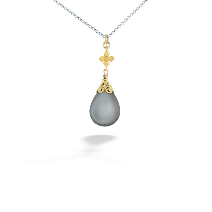 Gray Moonstone Drop Pendant Necklace by Anatoli