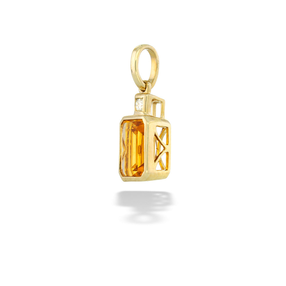 Emerald-Cut Citrine Pendant