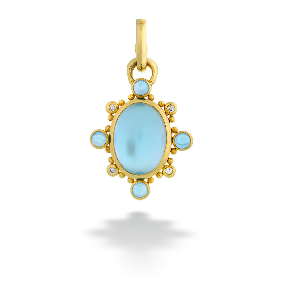 Blue Topaz and Diamond Pendant by Mazza