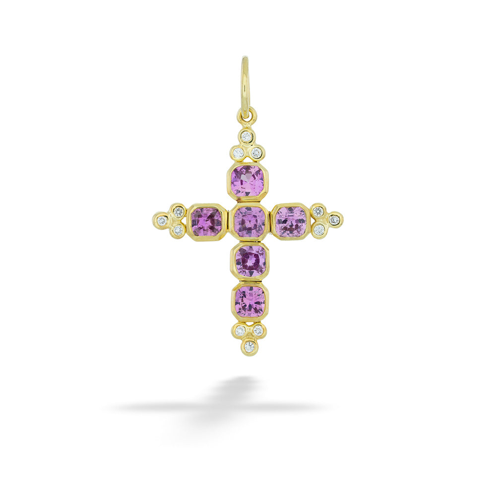 Pink Sapphire Cross Pendant by Mazza
