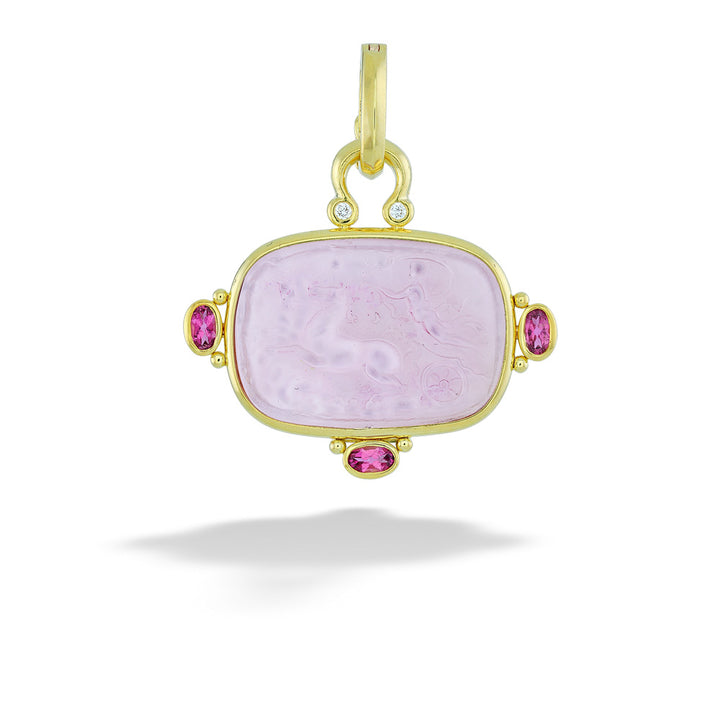 Venetian Glass and Pink Tourmaline Pendant by Mazza