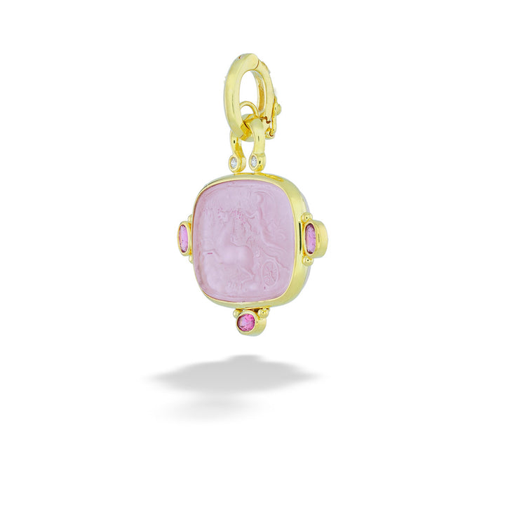 Gold pendant with a pink stone on a white background Venetian Glass and Pink Tourmaline Pendant by Mazza