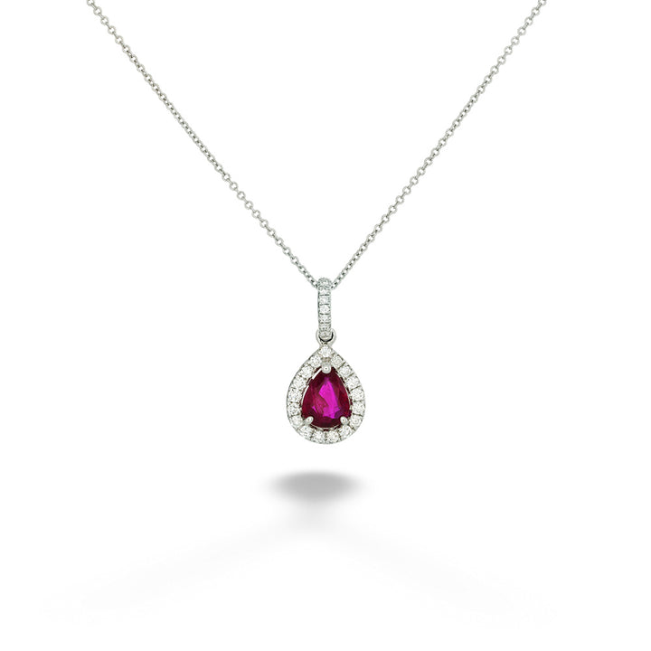 Pear Shaped Ruby Pendant Necklace