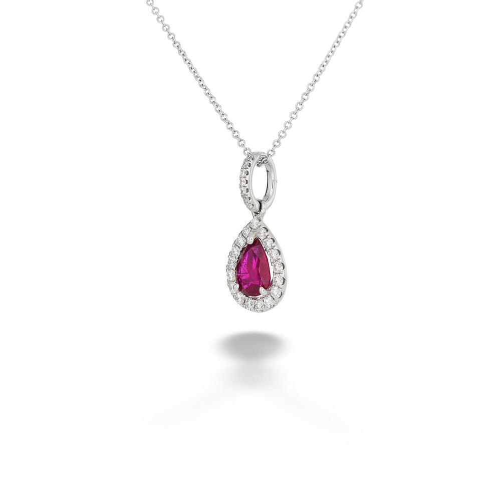Pear Shaped Ruby Pendant Necklace