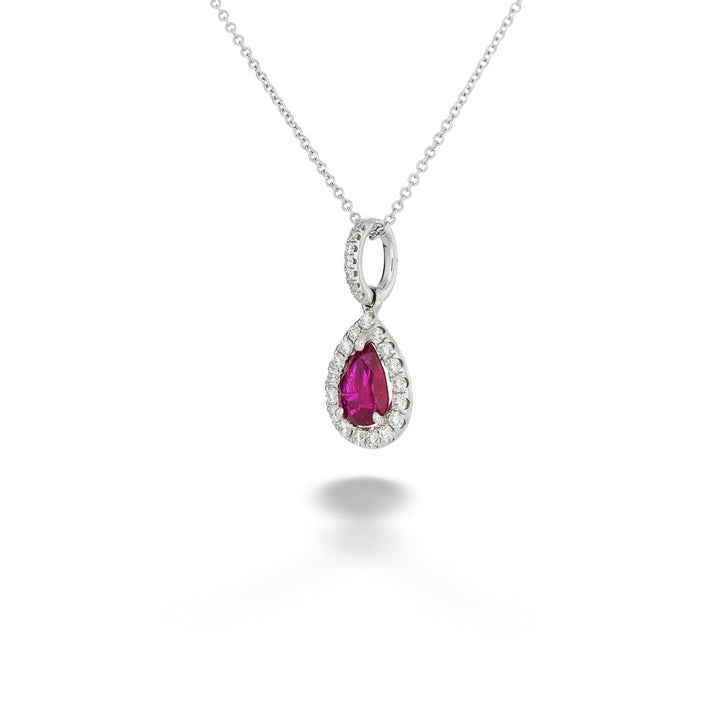 Pear Shaped Ruby Pendant Necklace