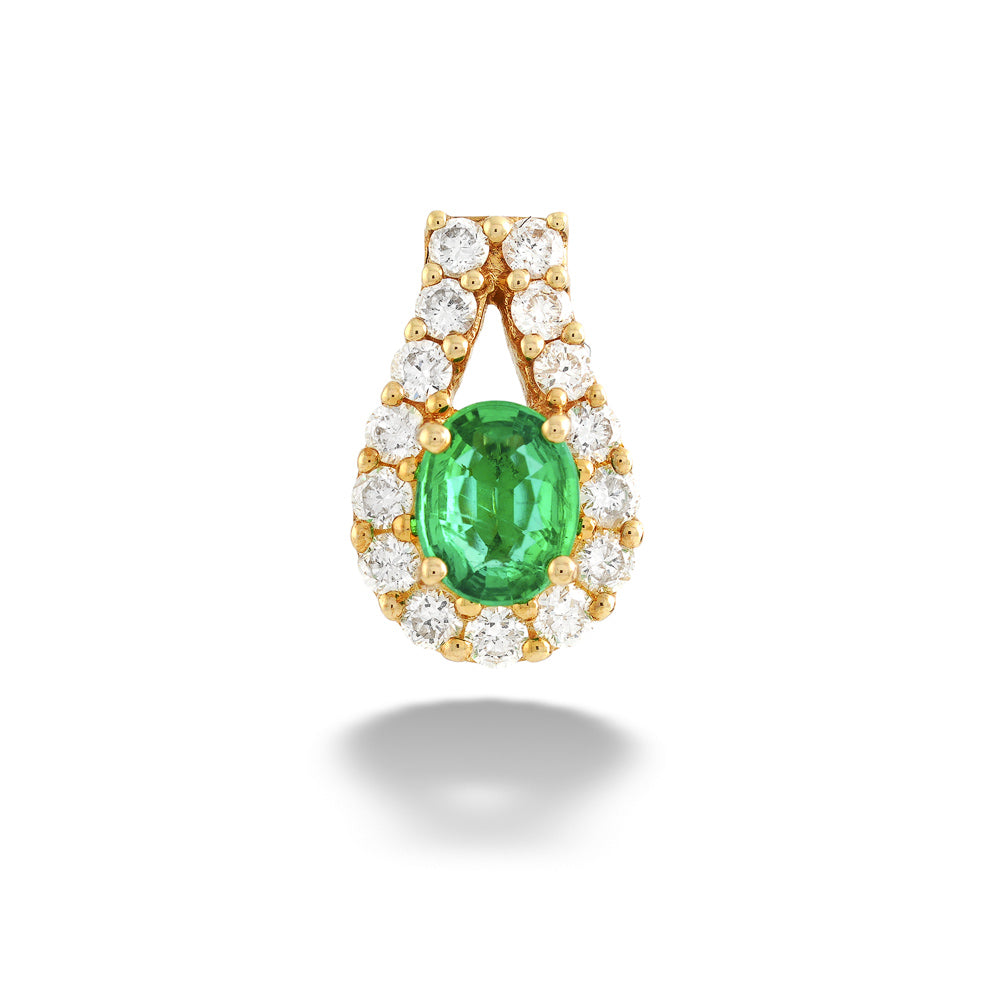 Oval Emerald and Diamond Pendant