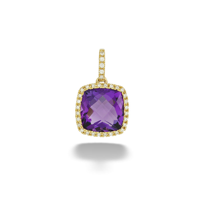 Cushion-Cut Amethyst and Diamond Pendant
