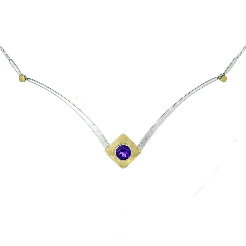 Two-Tone Amethyst Riveting Necklace by E.L. Designs