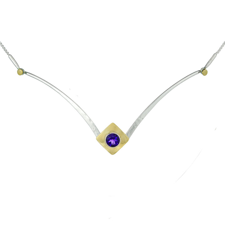 Two-Tone Amethyst Riveting Necklace by E.L. Designs