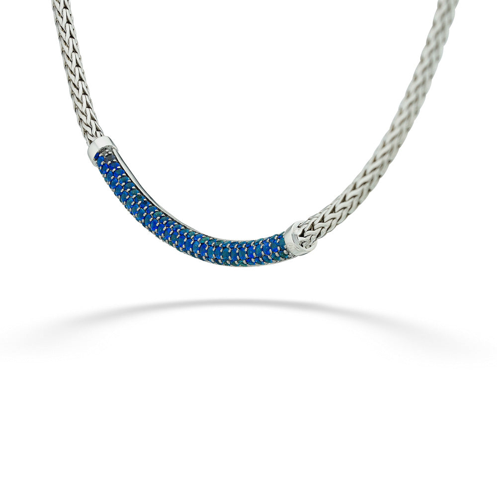 Blue Sapphire Pavé Curved Bar Necklace by John Hardy