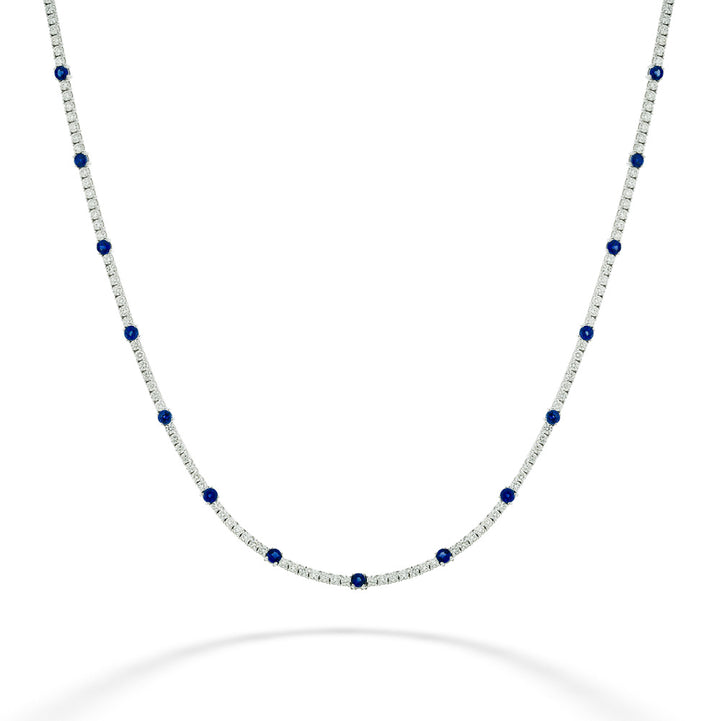 Sapphire and Diamond Tennis Necklace - 22"