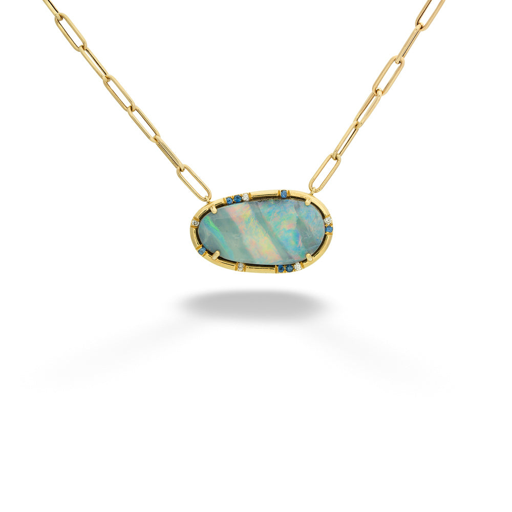 Boulder Opal and Sapphire Necklace by Lauren K.
