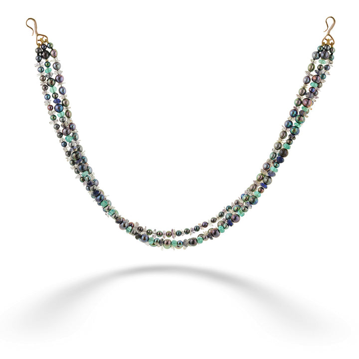 Pearl, Purple Quartz &amp;amp; Blue Topaz Multi-Strand Necklace by Katrin Wolf