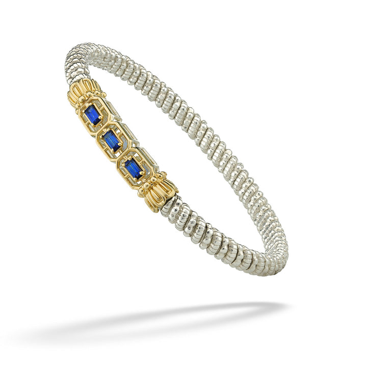 Two-Tone & Blue Sapphire Bangle Bracelet by Vahan