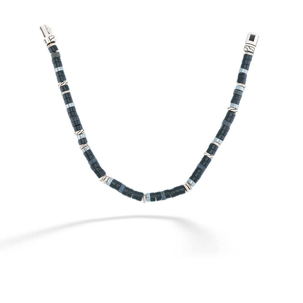 Heishi Silver Bracelet with Black Onyx and Hematite Beads by John Hardy