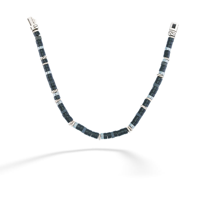 Heishi Silver Bracelet with Black Onyx and Hematite Beads by John Hardy